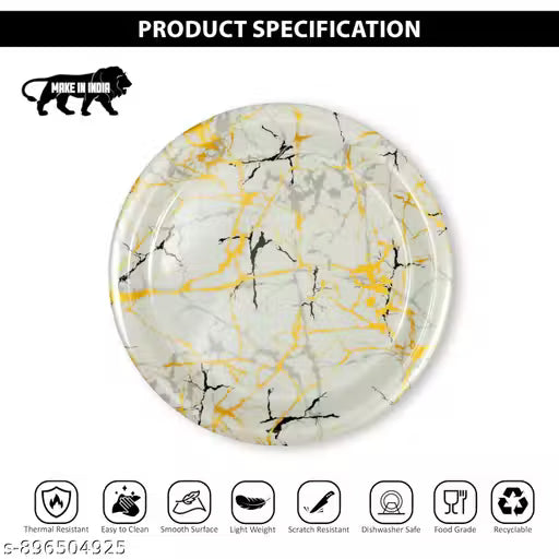 Ariya Melamine Dinner Plates 11 Inch Set of 12 | Luxury Gold