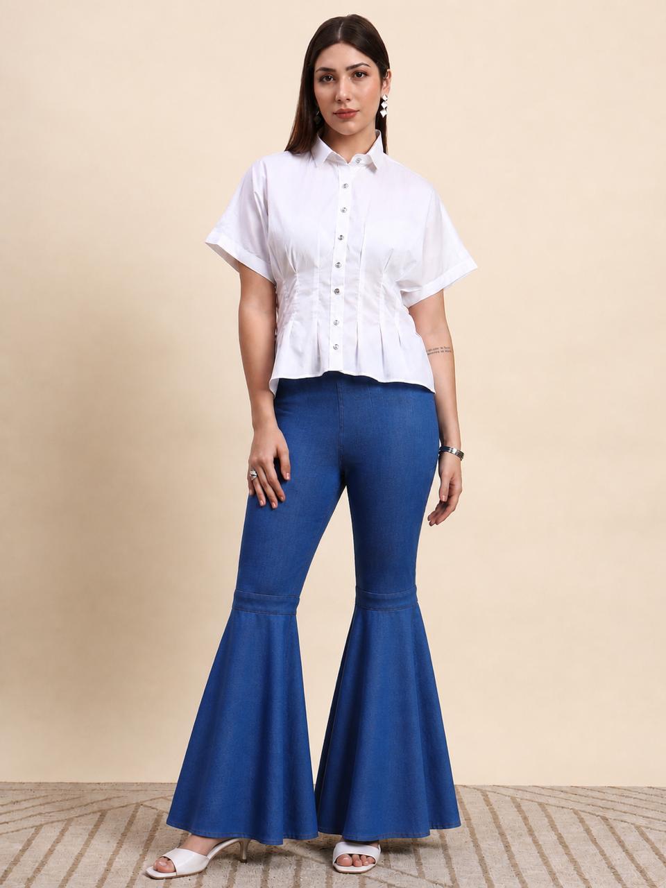 Azure White Flare Co-ord Set