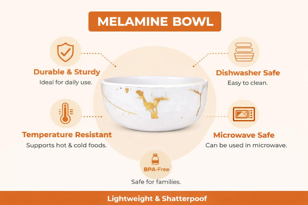 Ariya 4.5" Melamine Soup Bowls Set of 12 | White Gold, 350ml | 609