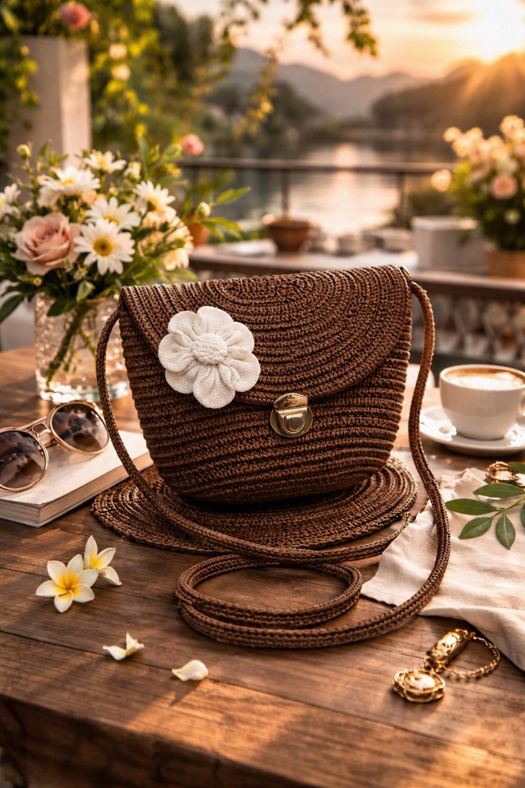 Ariya Compact Cotton Handbag – Stylish Everyday Purse for Women | Brown