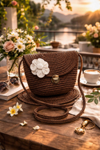 Ariya Compact Cotton Handbag – Stylish Everyday Purse for Women | Brown