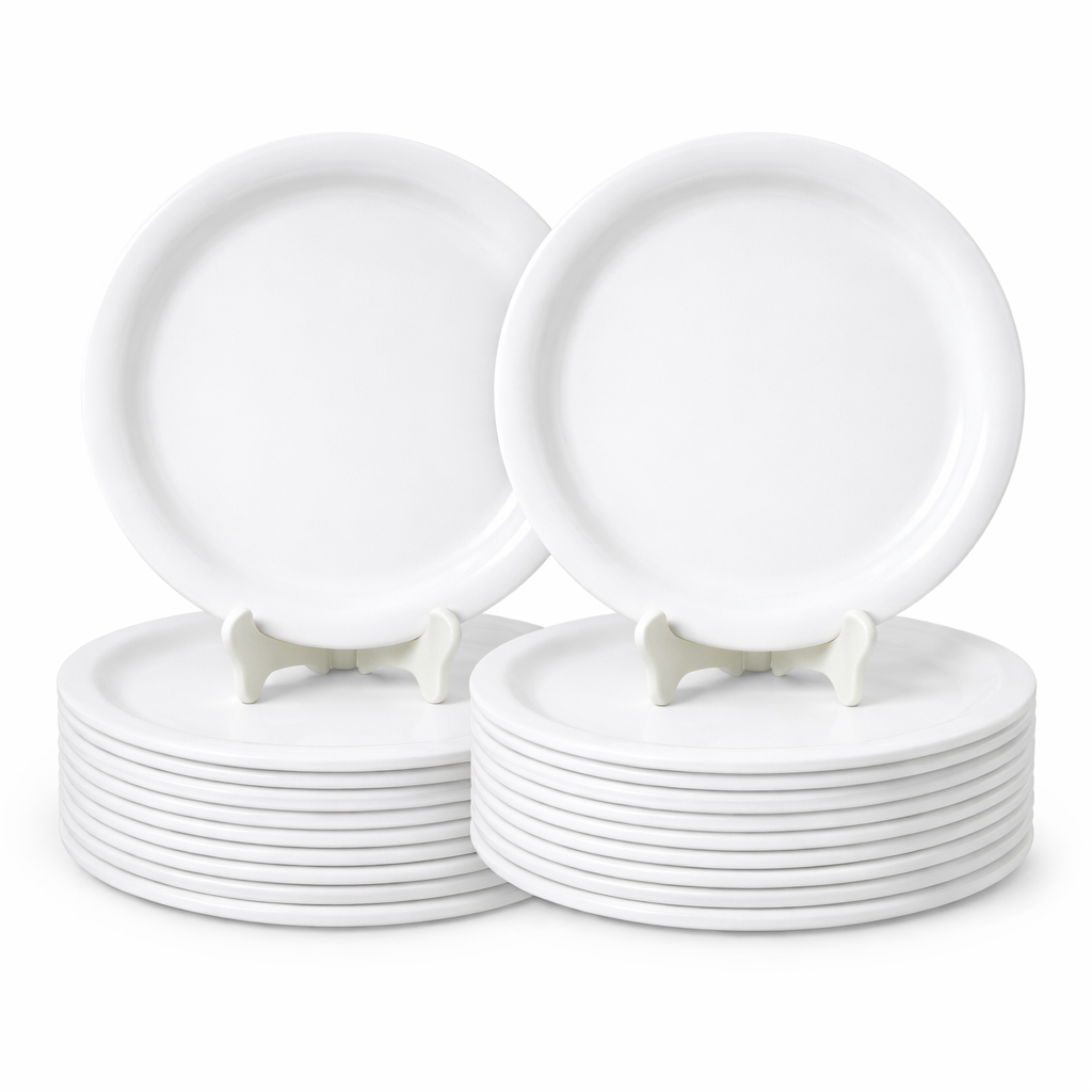 Ariya Melamine Dinner Plates 11 Inch Set of 24 | White