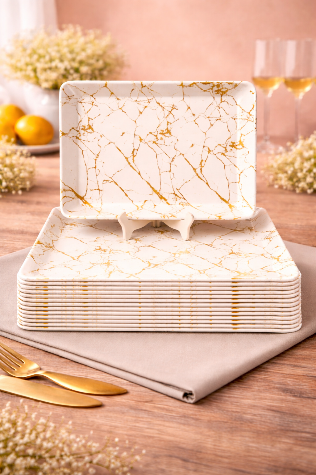 Ariya Melamine Serving Tray Set of 12 – Golden Mirage | 605