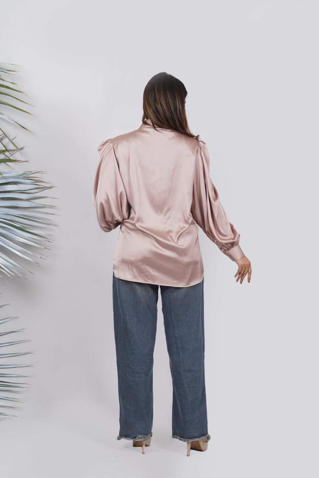 Ariya Threads Ruffle Detail Satin Shirt – Stylish Party & Formal Wear