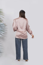 Ariya Threads Ruffle Detail Satin Shirt – Stylish Party & Formal Wear