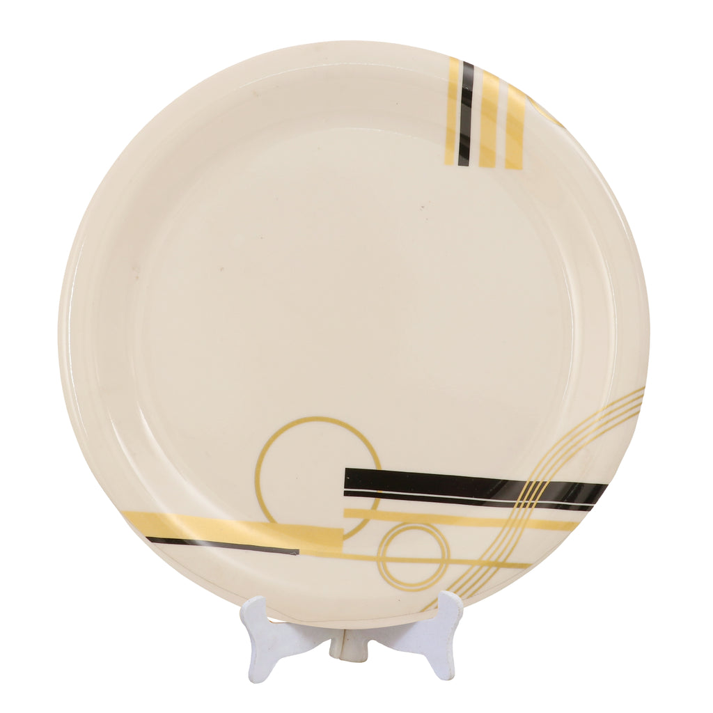 Ariya Melamine Dinner Plate Pack of 6 | 11 Inch Round Plates with Black & Golden Line Design"