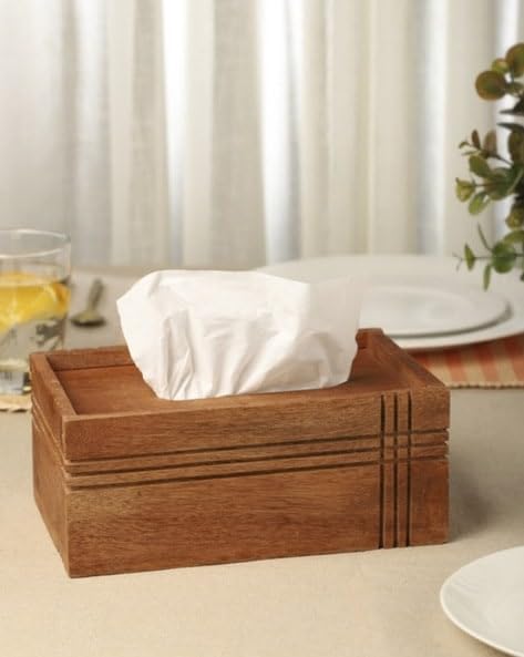 Ariya Wooden Tissue Box Holder | Elegant Tissue Paper Organizer for Home & Car