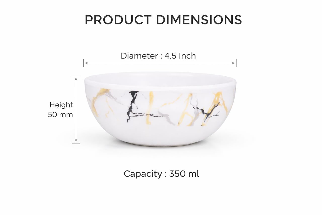 Ariya 4.5" Melamine Soup Bowls Set of 12 | White Gold Black, 350ml | 608