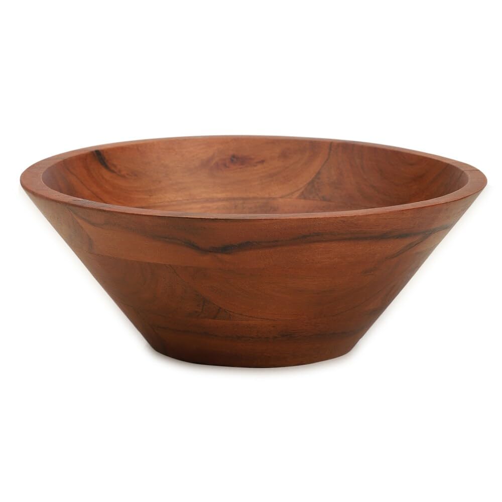 Ariya 10" Acacia Wood Salad Bowl – Handmade for Salads, Fruits & Décor