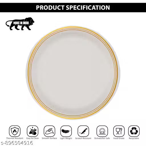 Ariya Melamine Dinner Plates 11 Inch Set of 12 | Royal Double Stripe