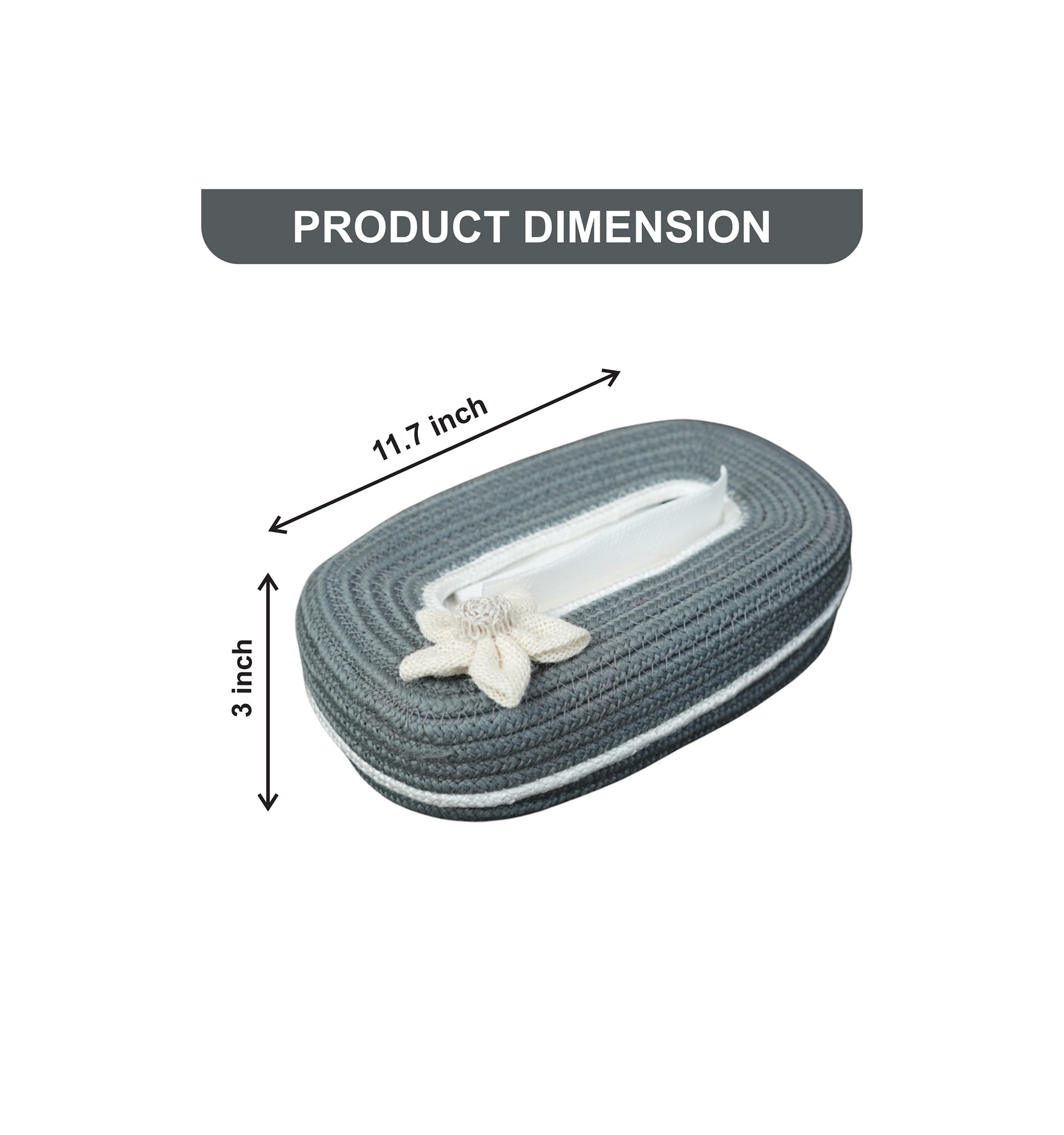 Cotton Tissue Box Holder - Grey White Floral Line