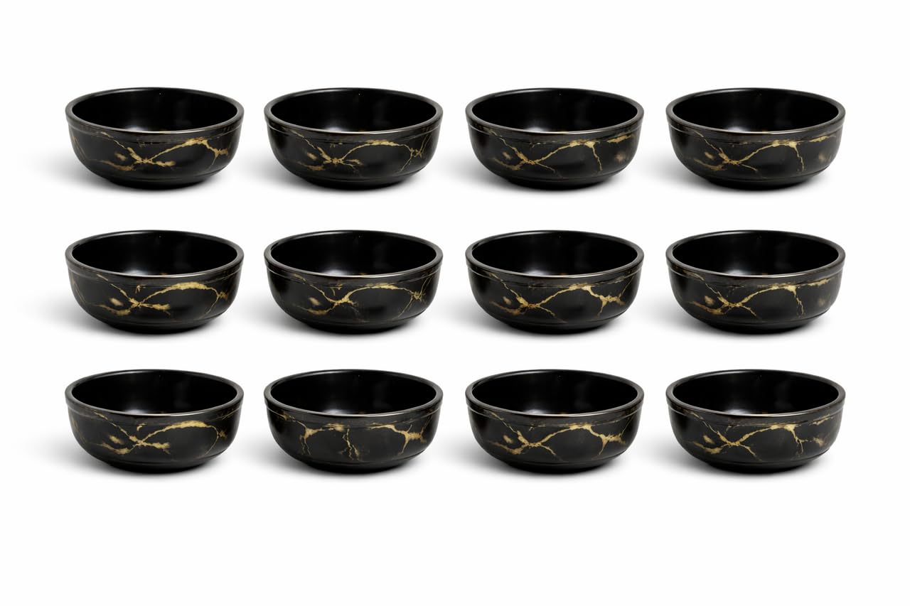 Ariya 4.5" Melamine Soup Bowls Set of 12 | Black Gold, 350ml | 584