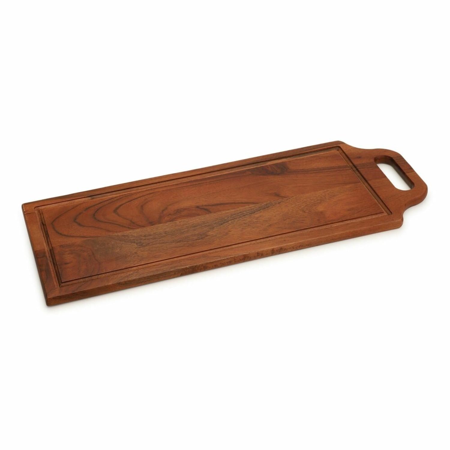 Ariya 23.5x8.5" Acacia Wood Serving Platter with Chutney Bowl – Nuts, Bread & Snacks