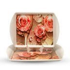 Ariya Melamine Rectangular Tray Set of 2 – Blush Petals