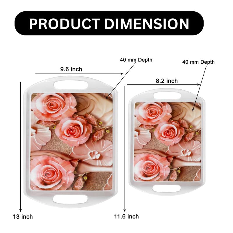 Ariya Melamine Rectangular Tray Set of 2 – Blush Petals