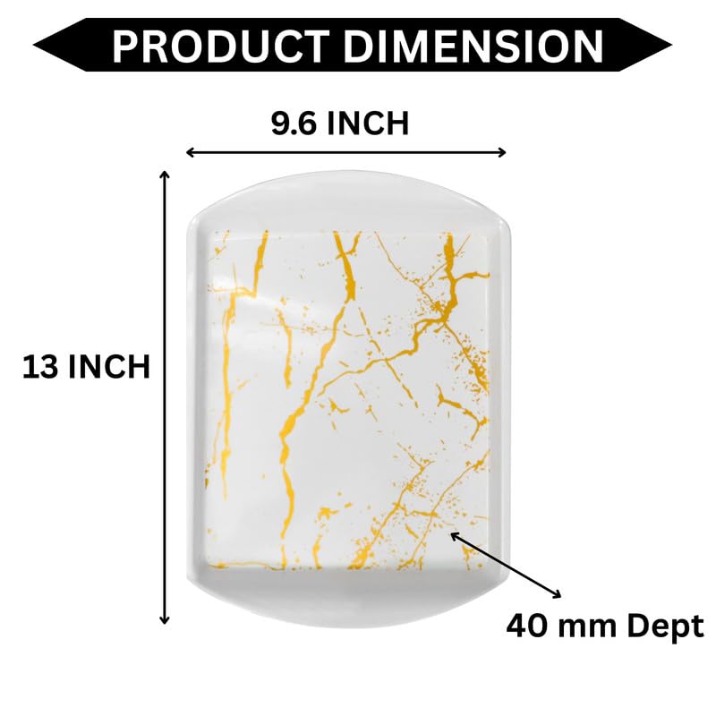 Ariya Melamine Rectangular Tray Set of 2 – Golden Veins