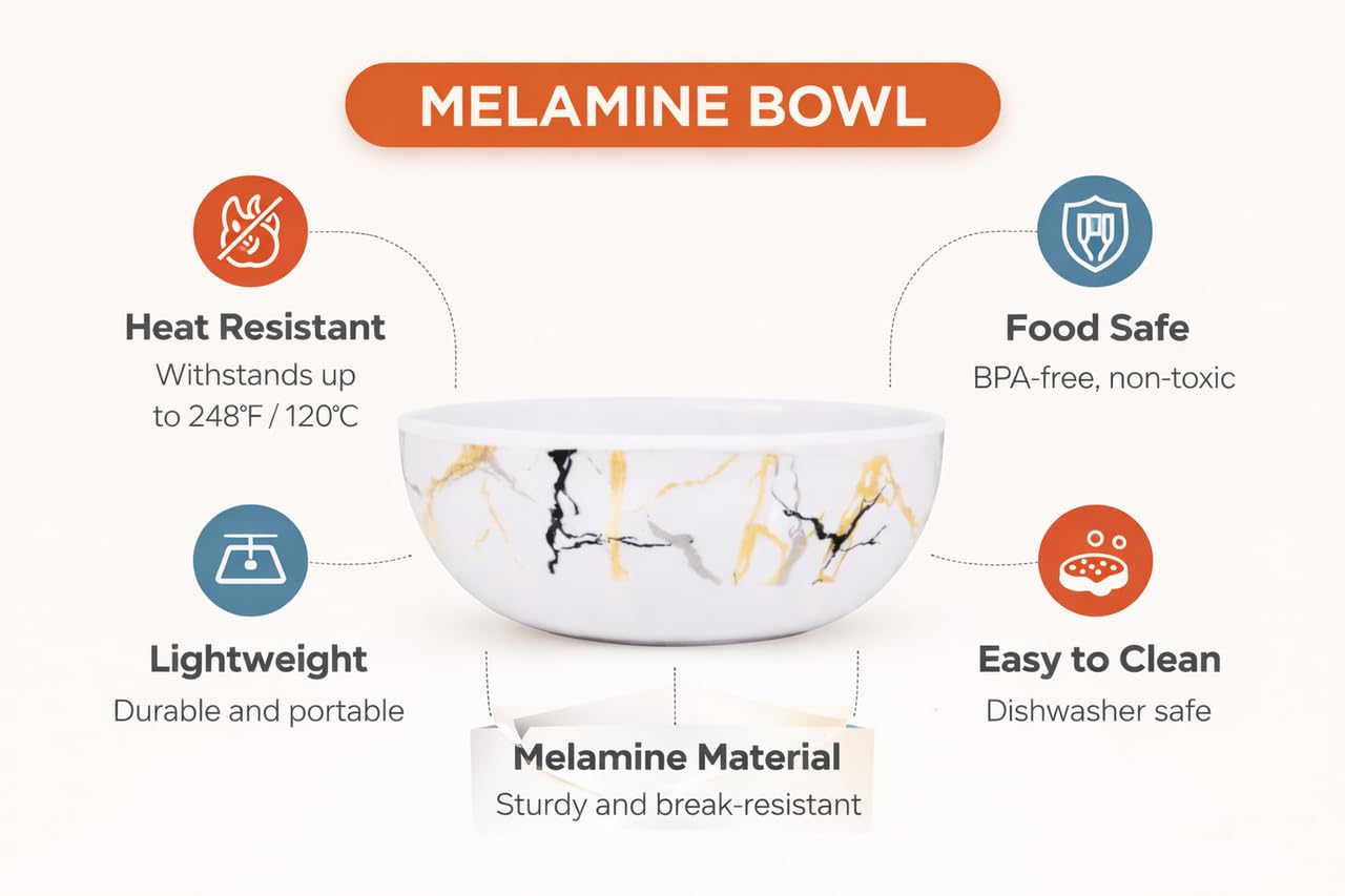 Ariya 4.5" Melamine Soup Bowls Set of 24 | White Gold, 350ml | 608