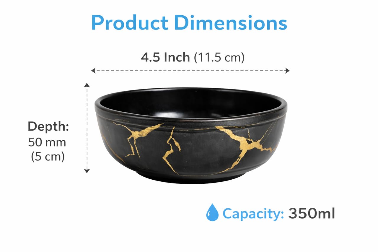 Ariya 4.5" Melamine Soup Bowls Set of 24 | Black Gold, 350ml | 584