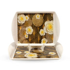 Ariya Melamine Rectangular Tray Set of 2 – Golden Blossom