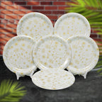 Ariya Melamine 11"Inch Dinner Plate | Flower Design Gold Off-White | Pack of 6