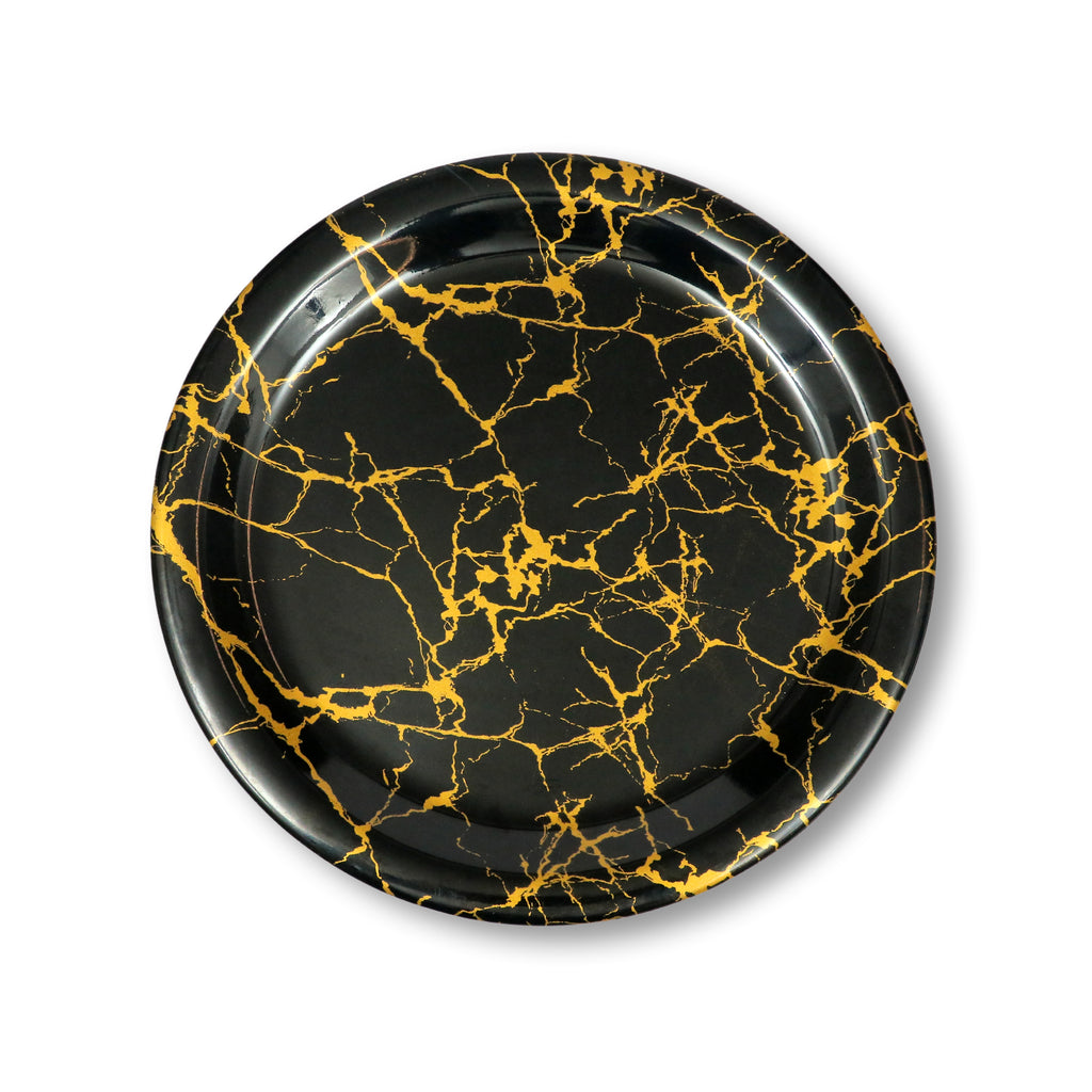 Ariya Melamine 11"Inch Dinner Plate | Black-Gold | Pack of 6