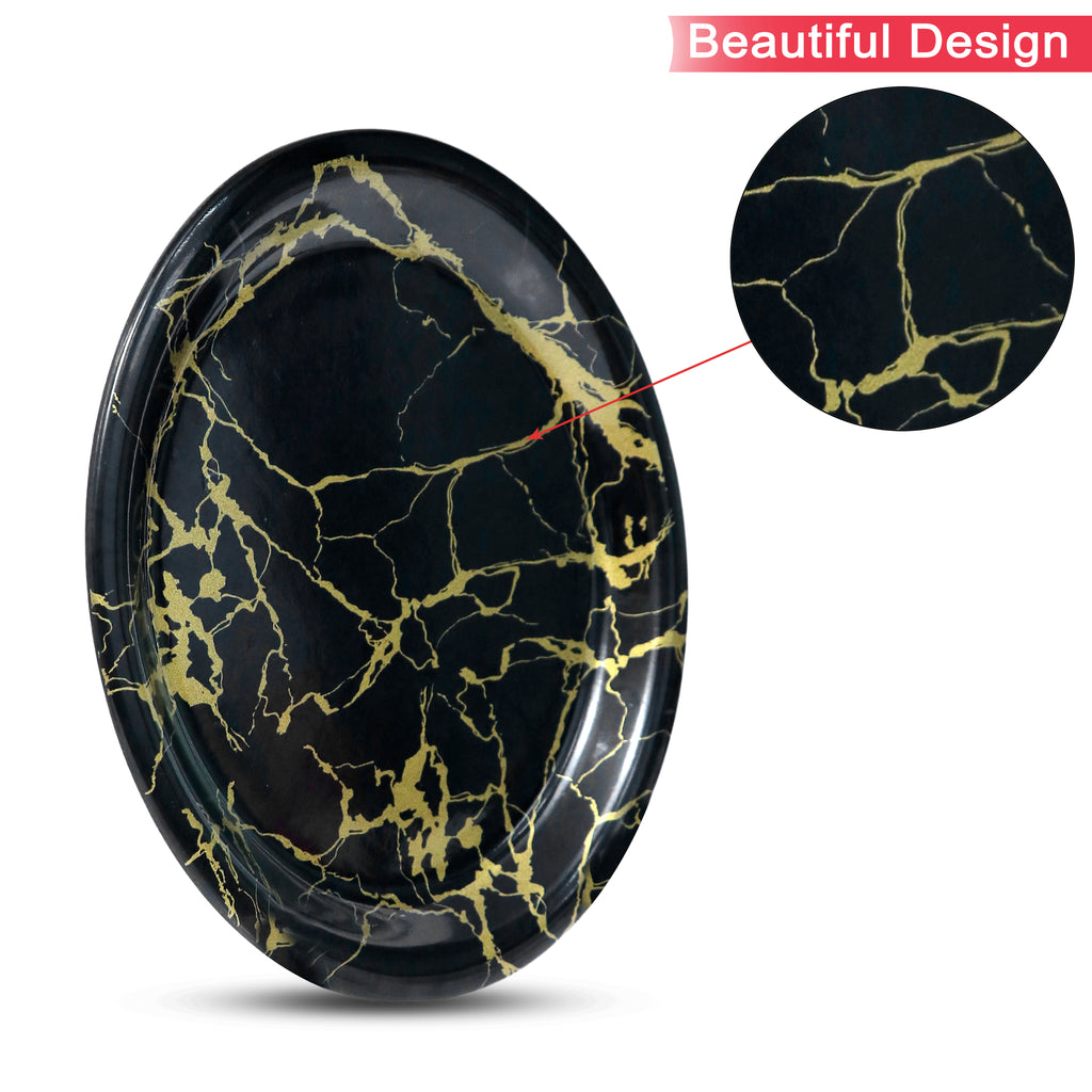 Ariya Melamine 11"Inch Dinner Plate | Black-Gold | Pack of 6