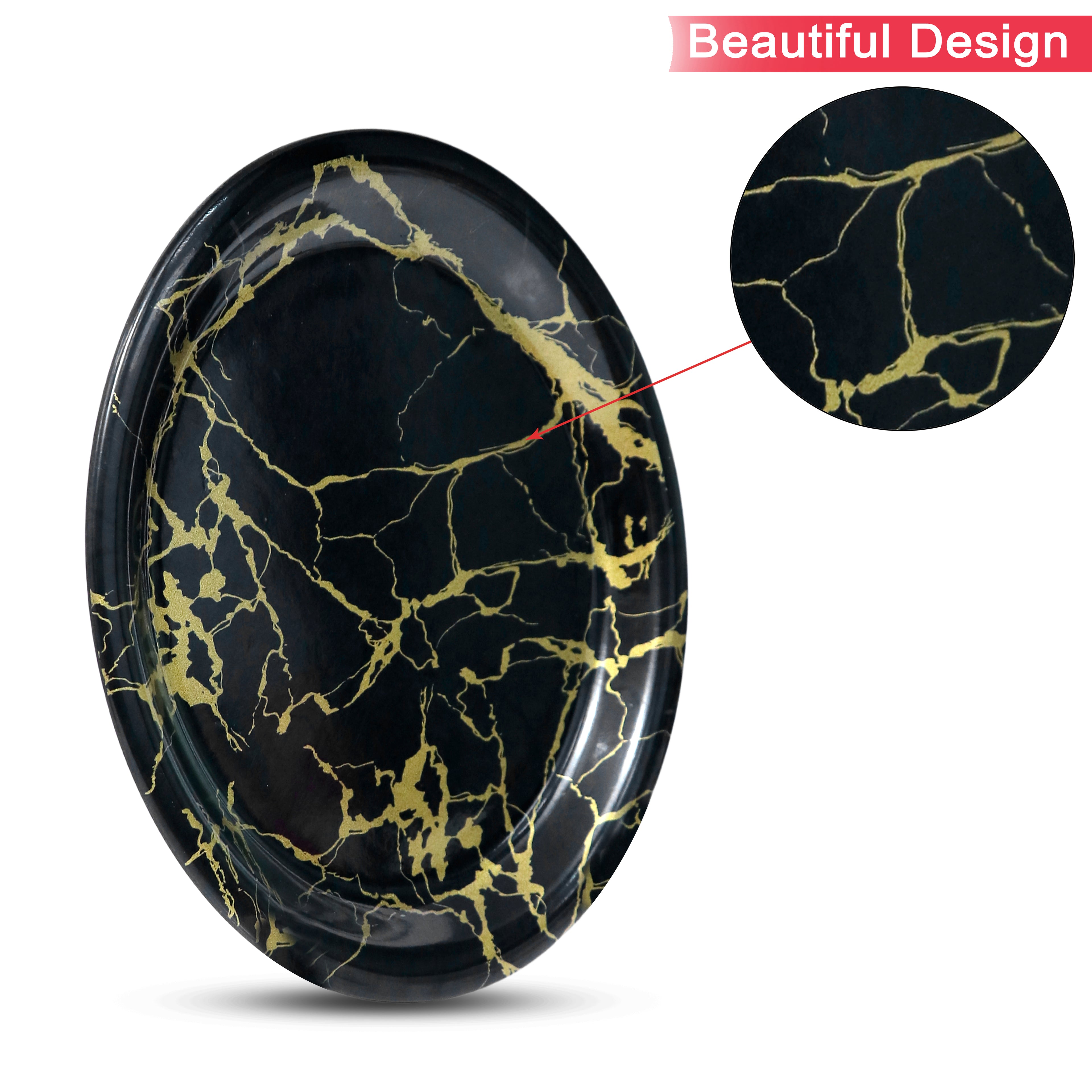 Ariya Melamine 11"Inch Dinner Plate | Black-Gold | Pack of 6