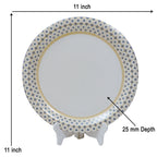 Ariya Melamine 11"Inch Dinner Plate | White-Blue Border | Pack of 6