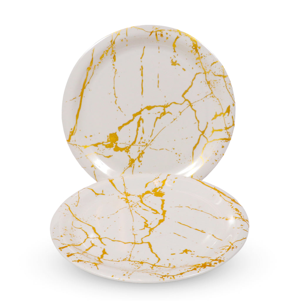 Ariya Melamine 11"Inch Dinner Plate | Off White-Golden | Pack of 6