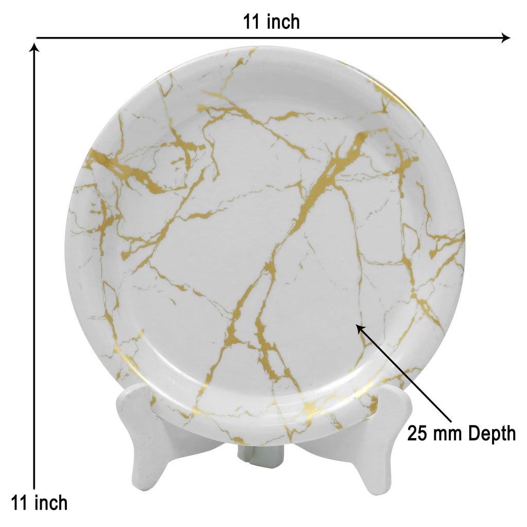 Ariya Melamine 11"Inch Dinner Plate | Off White-Golden | Pack of 6