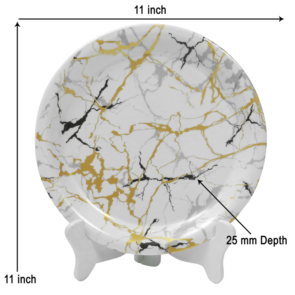 Ariya Melamine 11"Inch Dinner Plate | Cream-Black-Gold | Pack of 6