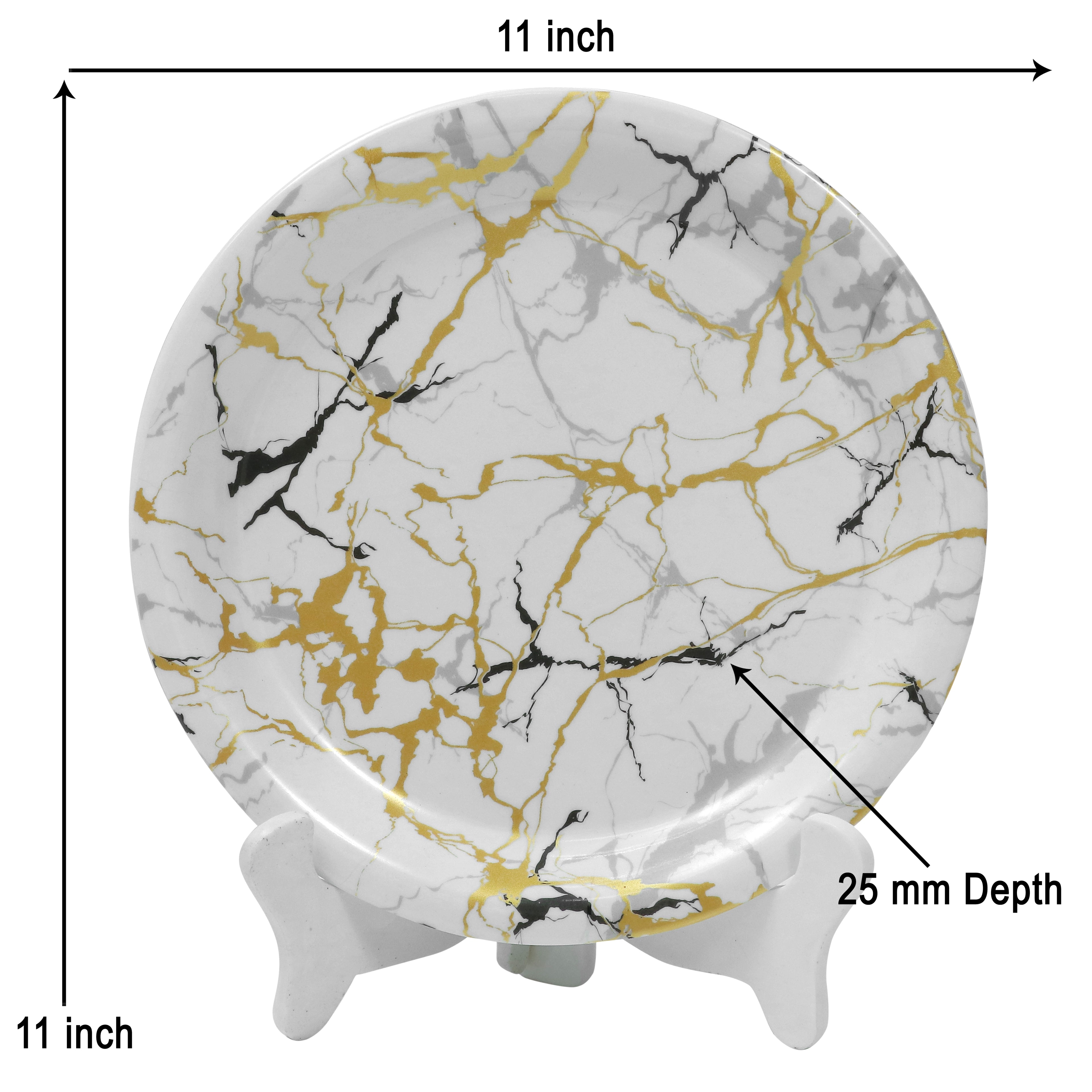 Ariya Melamine 11"Inch Dinner Plate | Cream-Black-Gold | Pack of 6