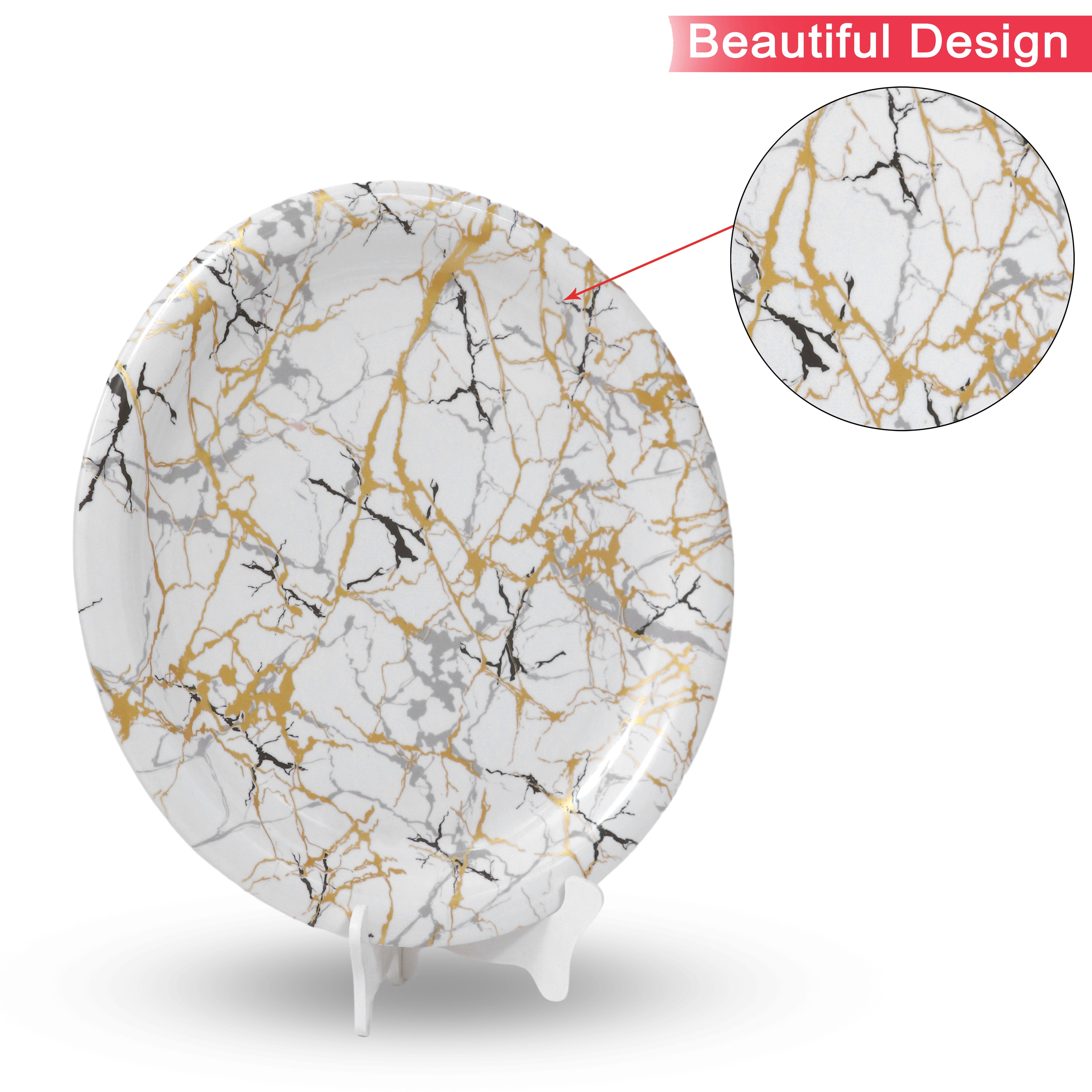 Ariya Melamine 11"Inch Dinner Plate | Cream-Black-Gold | Pack of 6