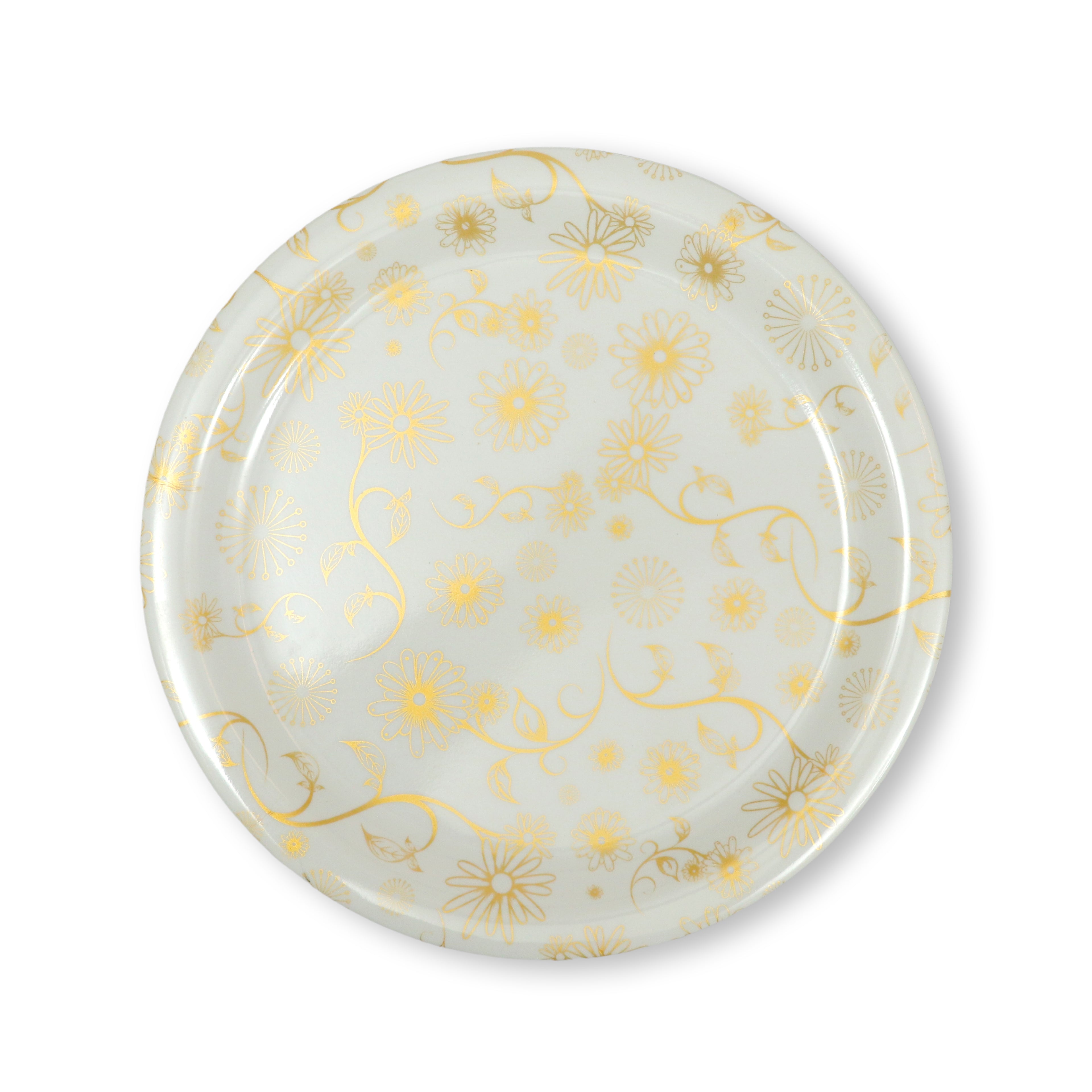 Ariya Melamine 11"Inch Dinner Plate | Flower Design Gold Off-White | Pack of 6