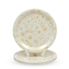 Ariya Melamine 11"Inch Dinner Plate | Flower Design Gold Off-White | Pack of 4
