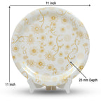 Ariya Melamine 11"Inch Dinner Plate | Flower Design Gold Off-White | Pack of 6