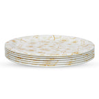 Ariya Melamine 11"Inch Dinner Plate | Flower Design Gold Off-White | Pack of 6