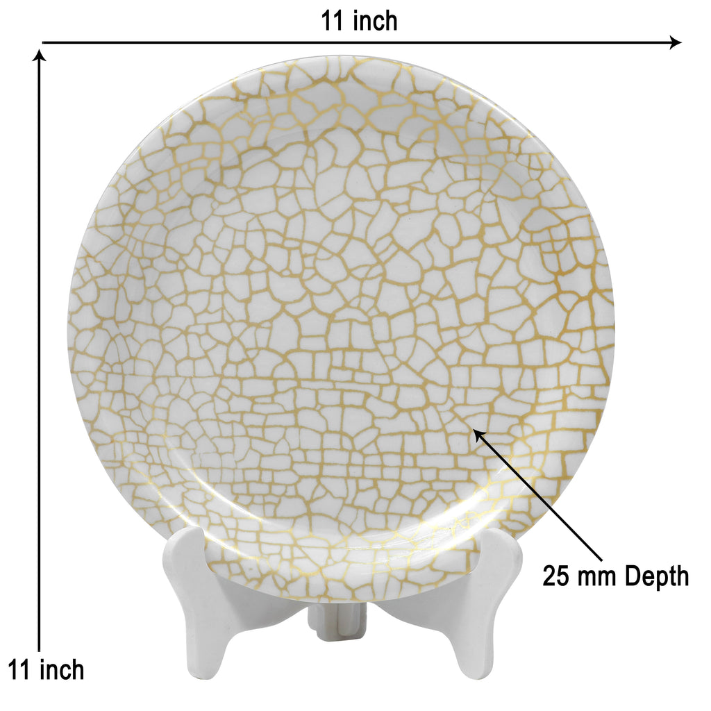 Ariya Melamine 11"Inch Dinner Plate | Off White-Golden | Pack of 6