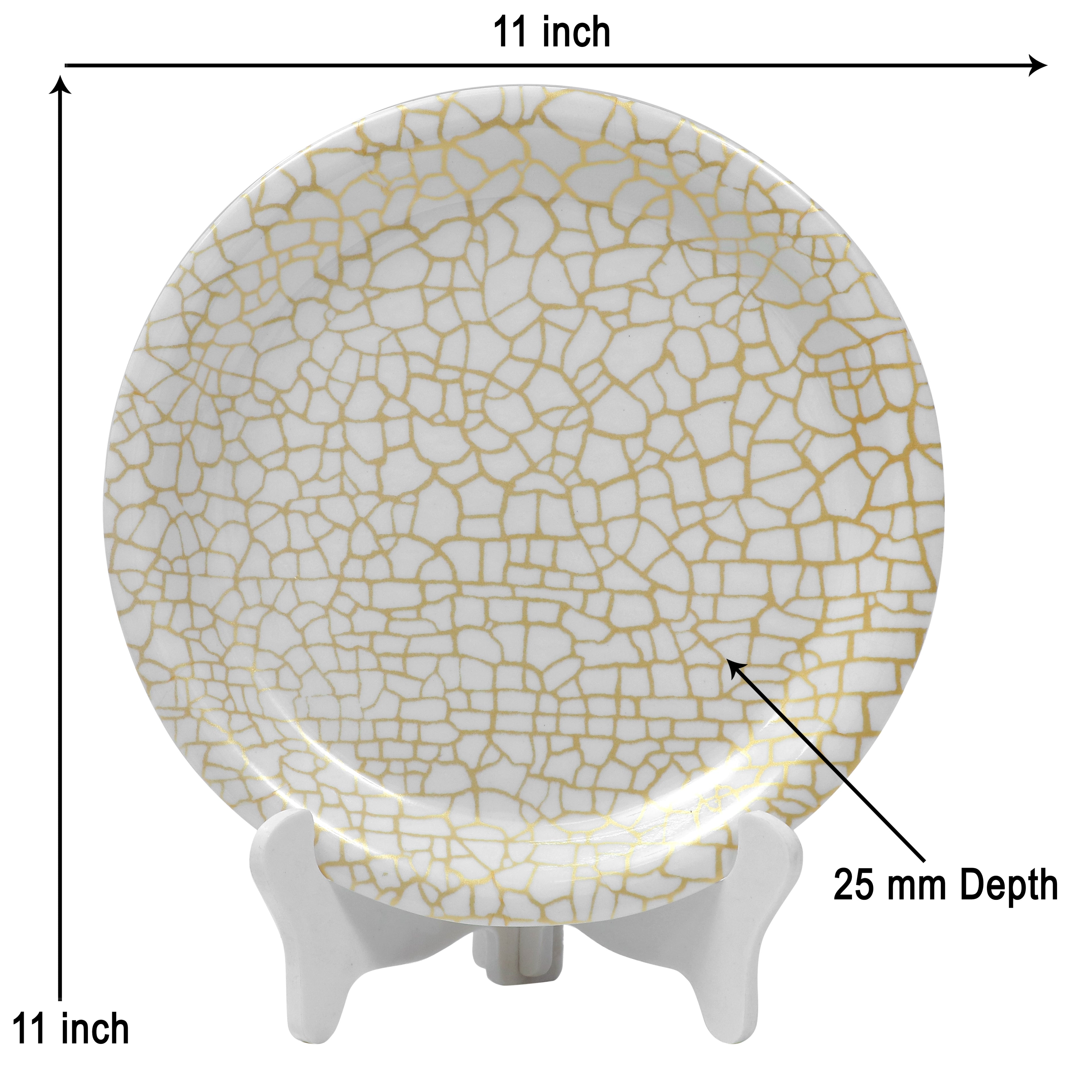 Ariya Melamine 11"Inch Dinner Plate | Off White-Golden | Pack of 6