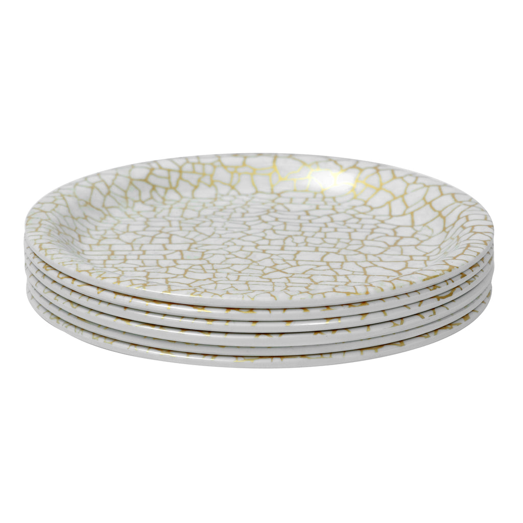 Ariya Melamine 11"Inch Dinner Plate | Off White-Golden | Pack of 6