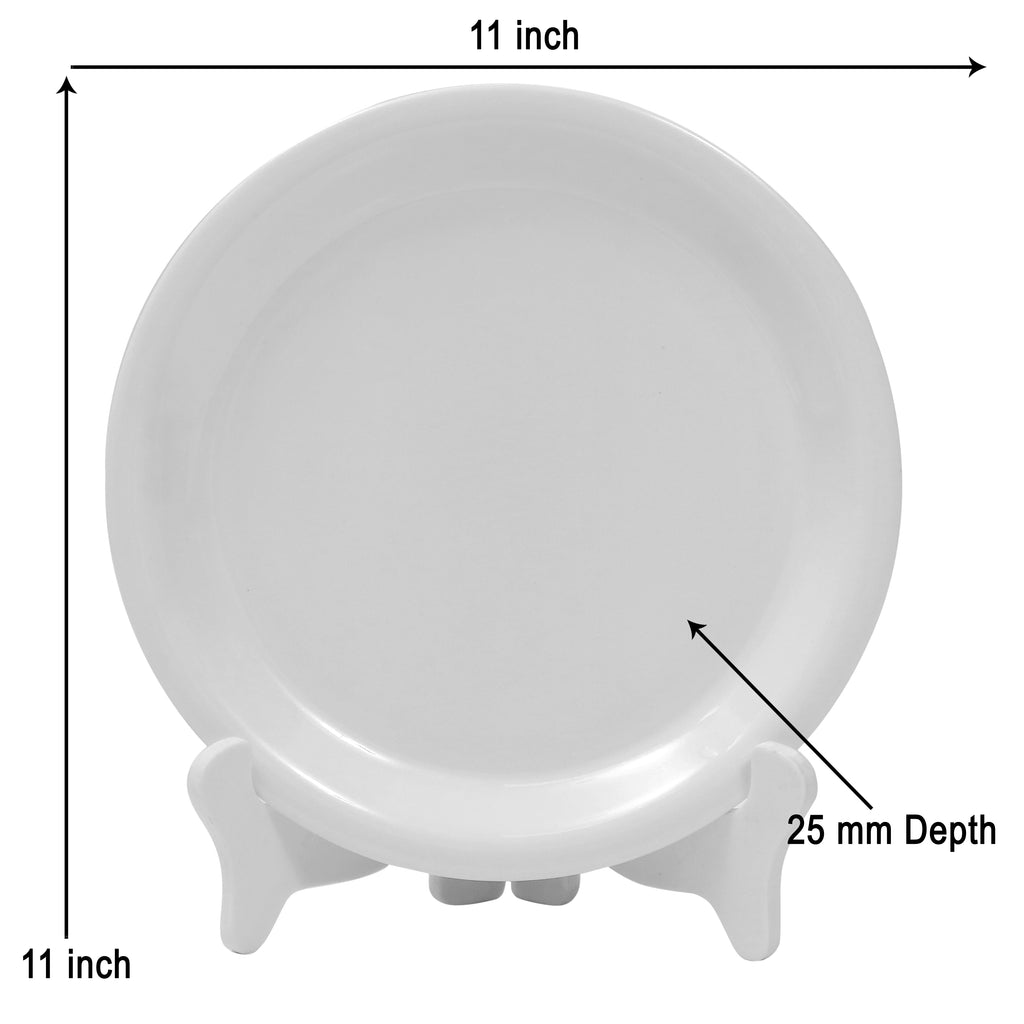 Ariya Melamine 11" Inch  Dinner Plate | White Multi-Flower Border | Pack of 6