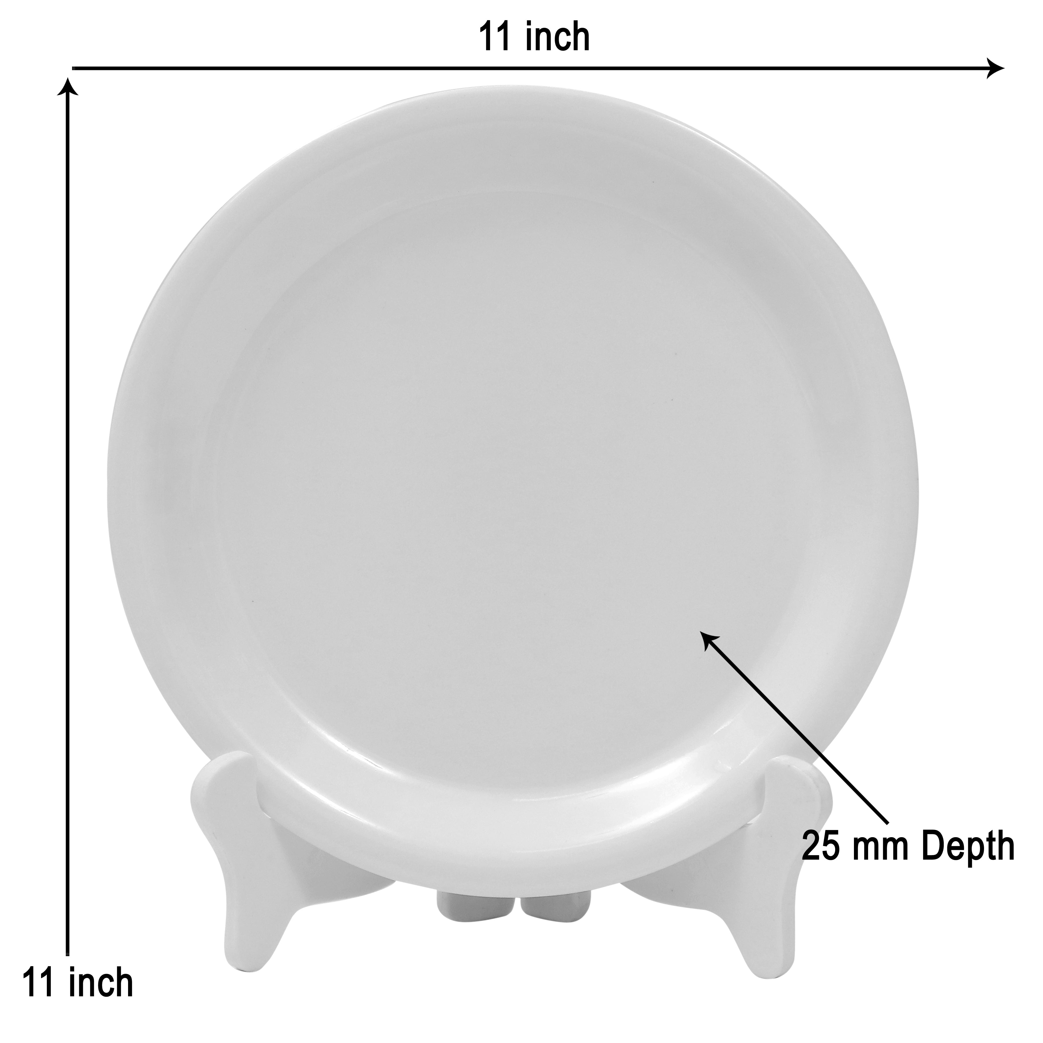 Ariya Melamine 11" Inch  Dinner Plate | White Multi-Flower Border | Pack of 6