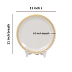 Ariya Melamine 11"Inch Dinner Plate | White Golden Border | Pack of 6