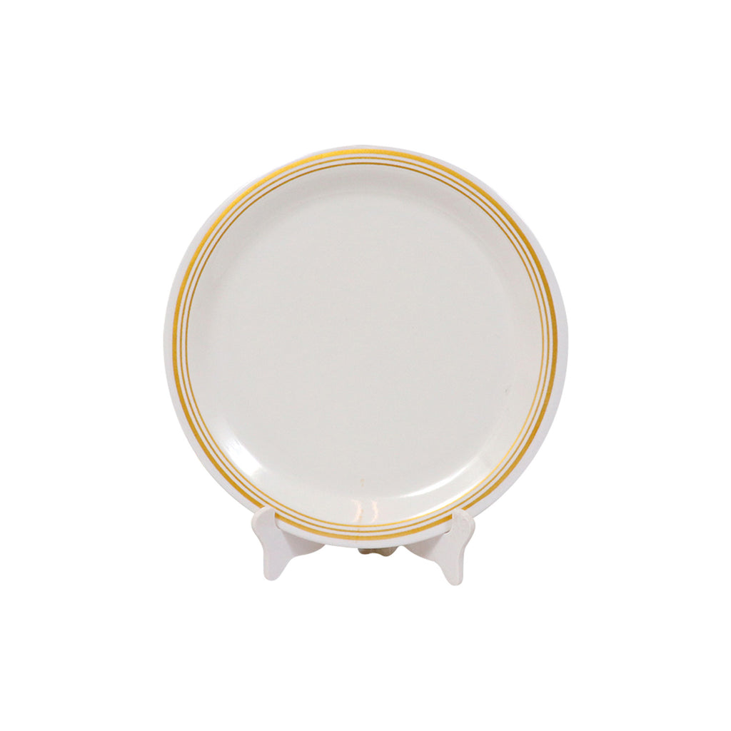 Ariya Melamine 11"Inch Dinner Plate | White Golden Border | Pack of 4