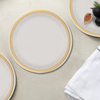 Ariya Melamine 11"Inch Dinner Plate | White Golden Border | Pack of 4