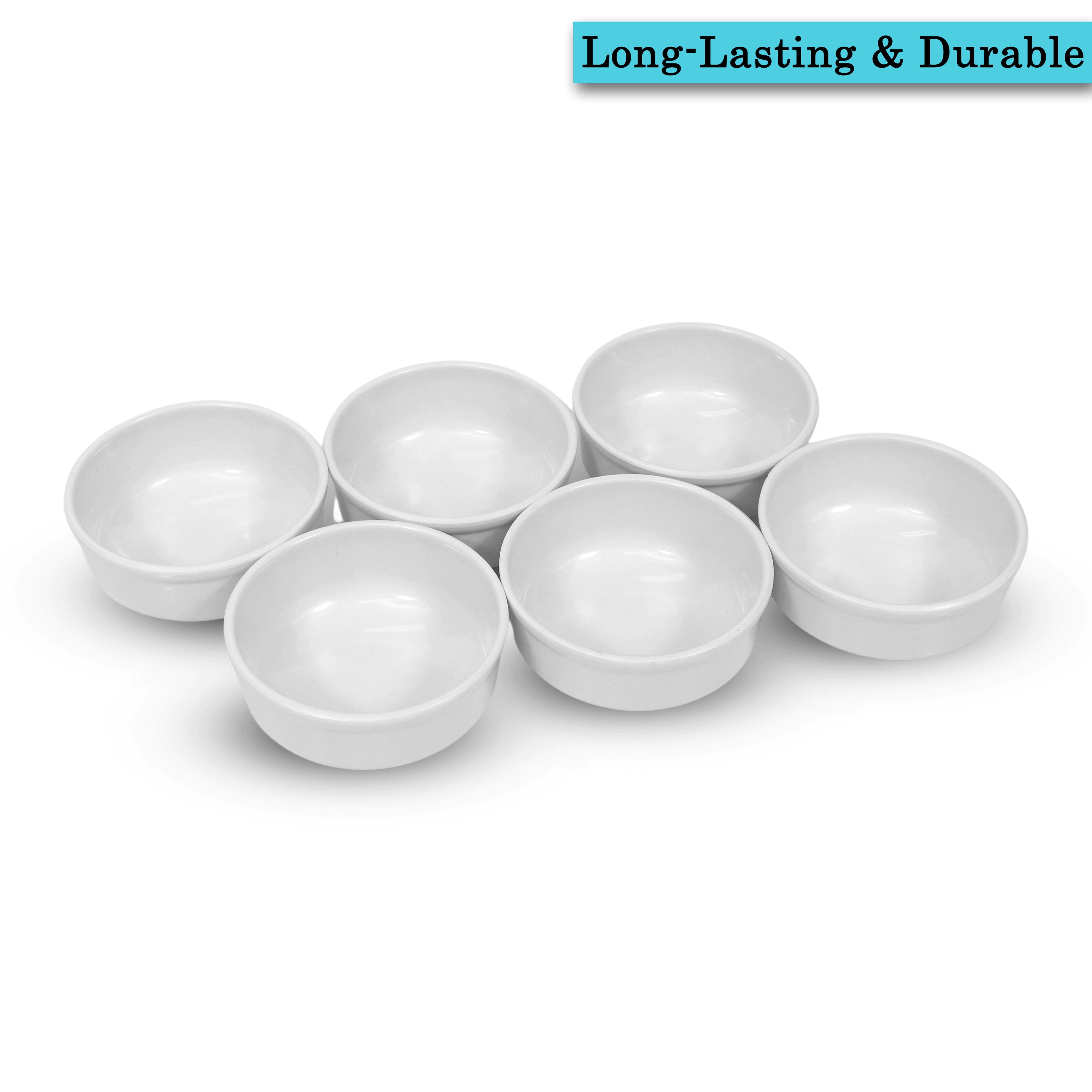 Ariya White Melamine Soup Bowl Set of 6 | Durable & Easy-to-Clean | Ideal for Home & Parties