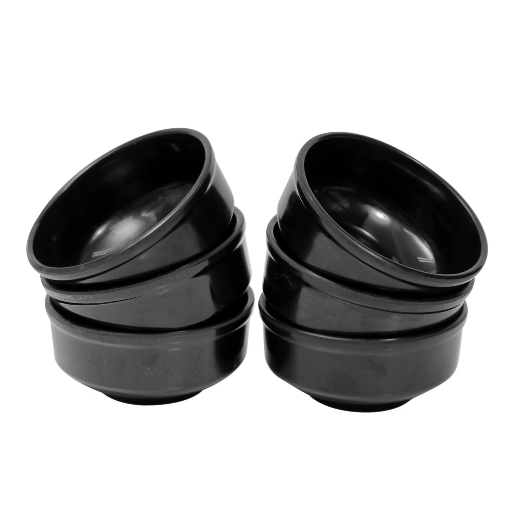 Ariya Black Melamine Soup Bowl Set of 6 | Durable & Easy-to-Clean | Ideal for Home & Parties