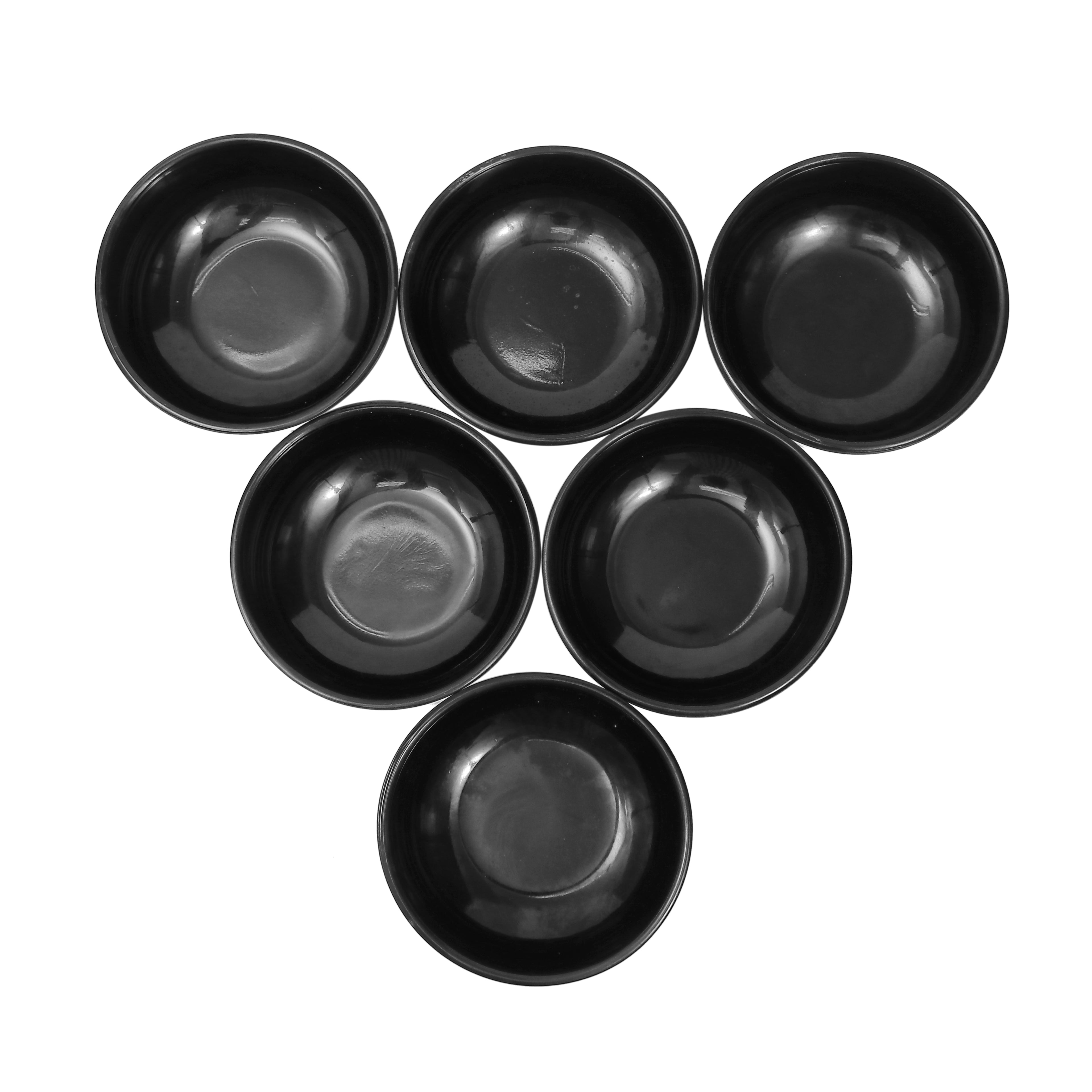 Ariya Black Melamine Soup Bowl Set of 6 | Durable & Easy-to-Clean | Ideal for Home & Parties