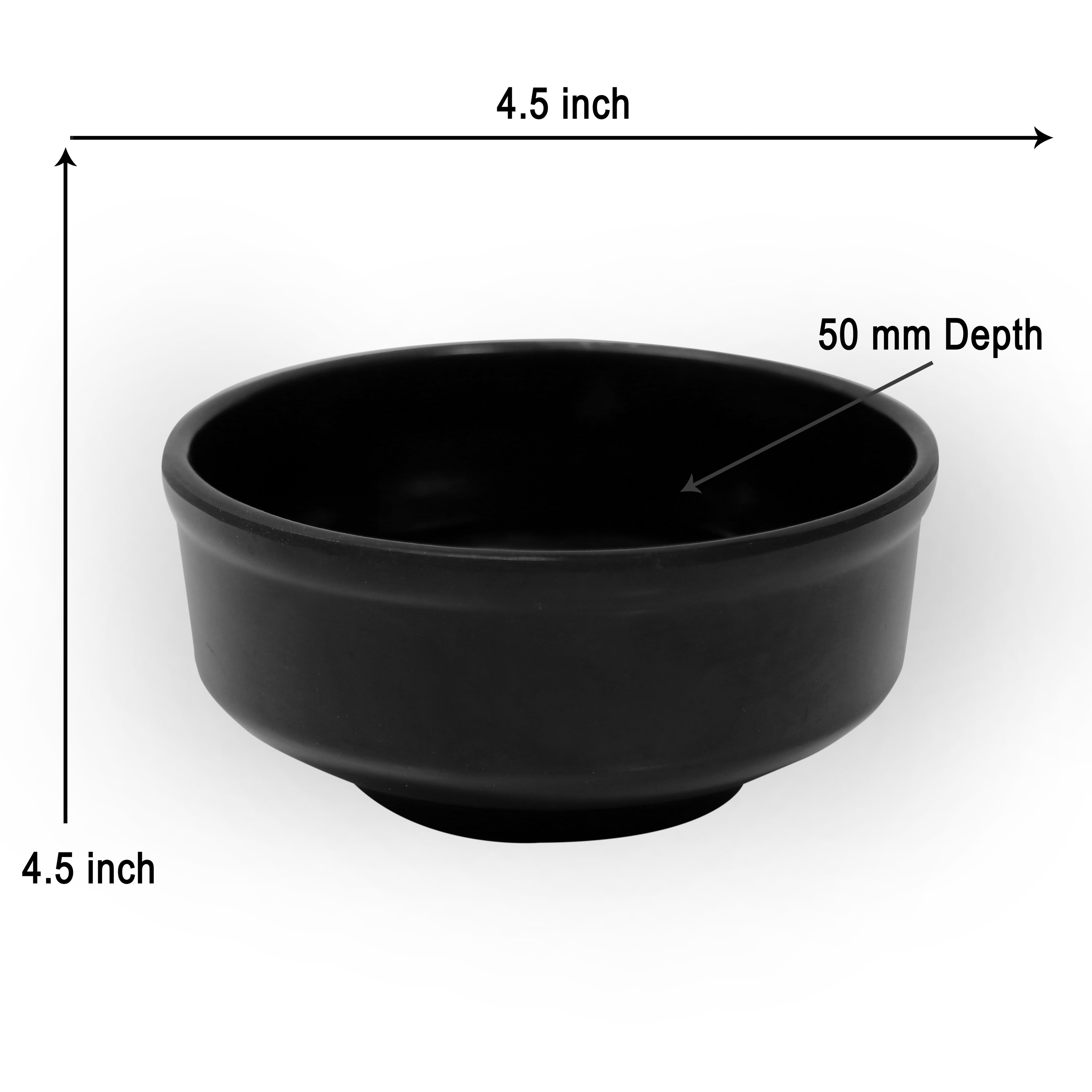 Ariya Black Melamine Soup Bowl Set of 4 | Durable & Easy-to-Clean | Ideal for Home & Parties