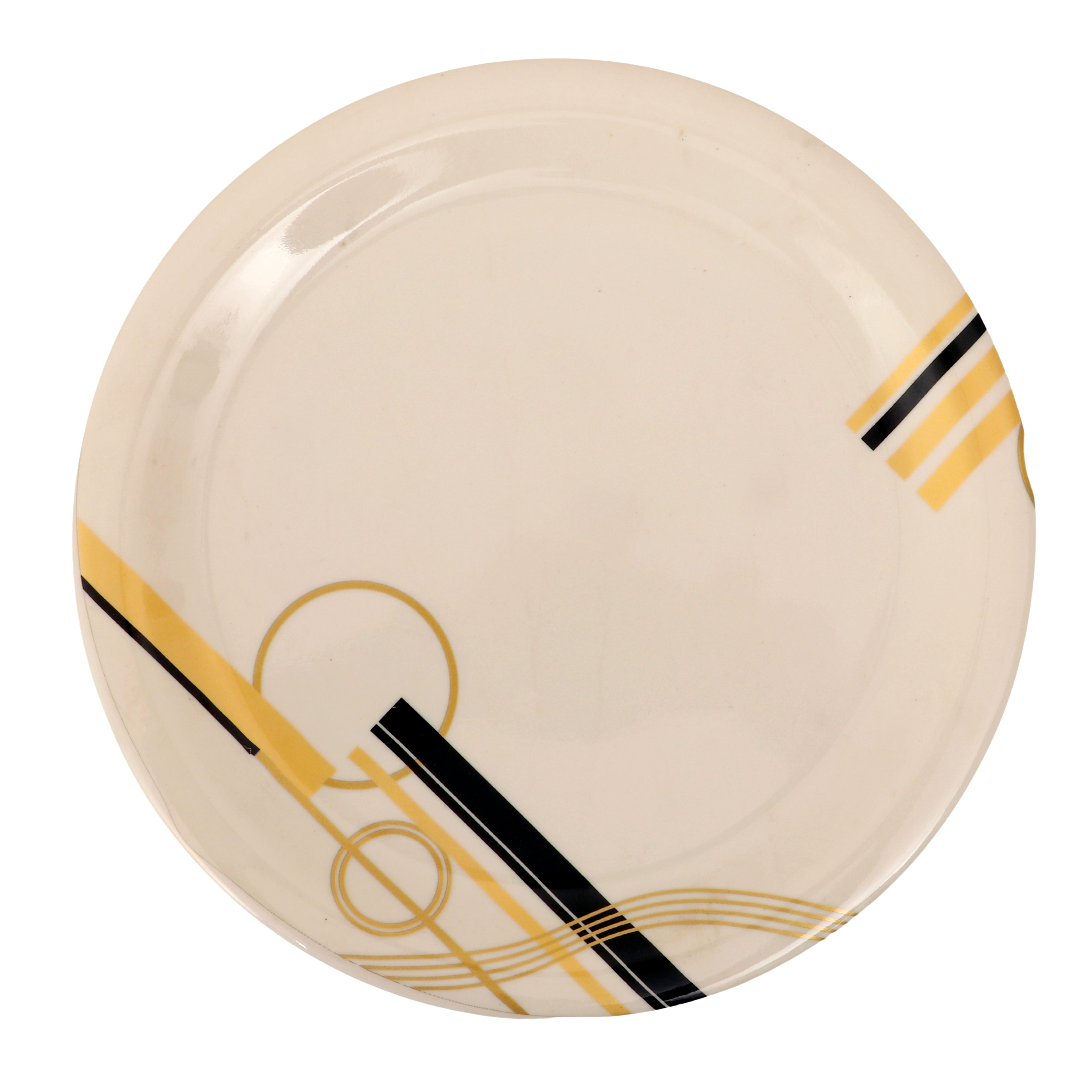 Ariya Melamine Dinner Plate Pack of 6 | 11 Inch Round Plates with Black & Golden Line Design"